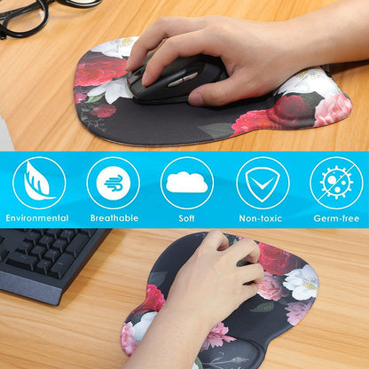 MROCO Ergonomic Mouse Pad with Gel Wrist Support, Comfortable Mousepad with Smooth Wrist Rest Surface and Non-Slip PU Base for Pain Relief, Computer, Laptop, Office & Home, 9.4 x 8.1 in, Black