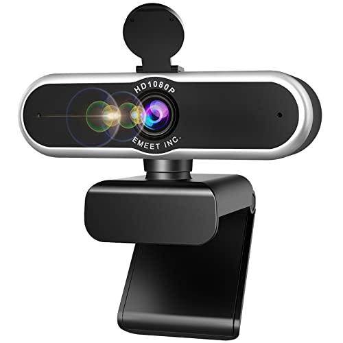 1080P Webcam - USB Webcam with Microphone & Physical Privacy Cover, Noise-Canceling Mic, Auto Light Correction, EMEET C950 Ultra Compact FHD Web Cam w/ 70°View for Meeting/Online Classes/Zoom/YouTube