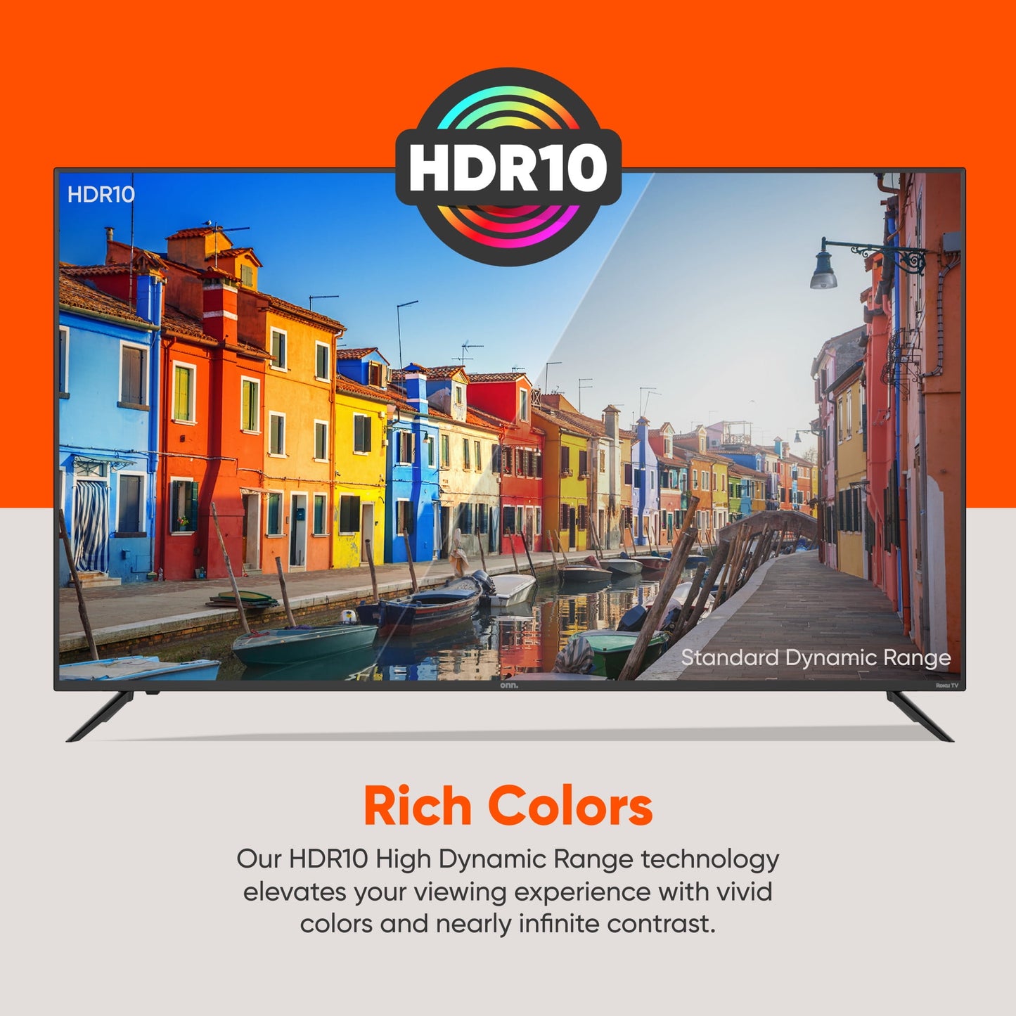 onn. 50” Class 4K UHD (2160P) LED Roku Smart TV HDR (100012585)