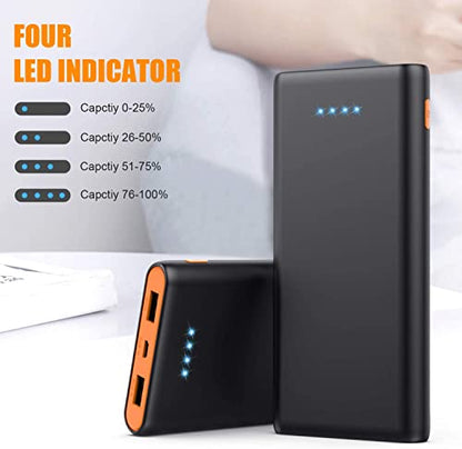 Portable Charger Power Bank 25800mAh, Ultra-High Capacity Fast Phone Charging with Newest Intelligent Controlling IC, 2 USB Port External Cell Phone Battery Pack Compatible with iPhone,Android etc