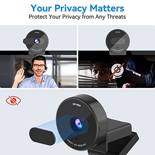 1080P Webcam - USB Webcam with Microphone & Physical Privacy Cover, Noise-Canceling Mic, Auto Light Correction, EMEET C950 Ultra Compact FHD Web Cam w/ 70°View for Meeting/Online Classes/Zoom/YouTube