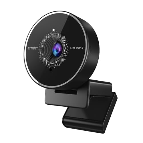 1080P Webcam - USB Webcam with Microphone & Physical Privacy Cover, Noise-Canceling Mic, Auto Light Correction, EMEET C950 Ultra Compact FHD Web Cam w/ 70°View for Meeting/Online Classes/Zoom/YouTube