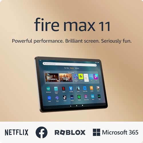 Amazon Fire Max 11 tablet, vivid 11” display, all-in-one for streaming, reading, and gaming, 14-hour battery life, optional stylus and keyboard, 64 GB, Gray, without lockscreen ads