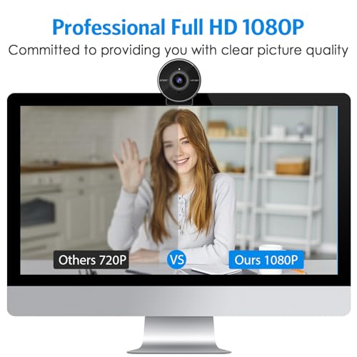 1080P Webcam - USB Webcam with Microphone & Physical Privacy Cover, Noise-Canceling Mic, Auto Light Correction, EMEET C950 Ultra Compact FHD Web Cam w/ 70°View for Meeting/Online Classes/Zoom/YouTube