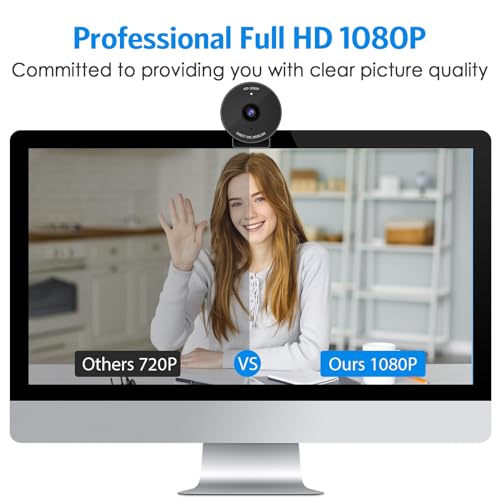 1080P Webcam - USB Webcam with Microphone & Physical Privacy Cover, Noise-Canceling Mic, Auto Light Correction, EMEET C950 Ultra Compact FHD Web Cam w/ 70°View for Meeting/Online Classes/Zoom/YouTube