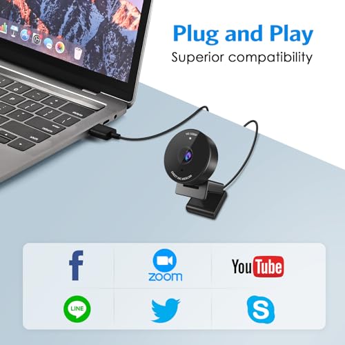 1080P Webcam - USB Webcam with Microphone & Physical Privacy Cover, Noise-Canceling Mic, Auto Light Correction, EMEET C950 Ultra Compact FHD Web Cam w/ 70°View for Meeting/Online Classes/Zoom/YouTube