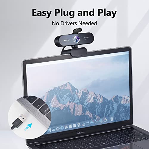 1080P Webcam - USB Webcam with Microphone & Physical Privacy Cover, Noise-Canceling Mic, Auto Light Correction, EMEET C950 Ultra Compact FHD Web Cam w/ 70°View for Meeting/Online Classes/Zoom/YouTube