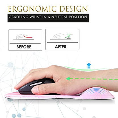 MROCO Ergonomic Mouse Pad with Gel Wrist Support, Comfortable Mousepad with Smooth Wrist Rest Surface and Non-Slip PU Base for Pain Relief, Computer, Laptop, Office & Home, 9.4 x 8.1 in, Black