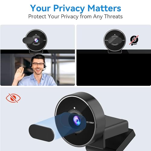 1080P Webcam - USB Webcam with Microphone & Physical Privacy Cover, Noise-Canceling Mic, Auto Light Correction, EMEET C950 Ultra Compact FHD Web Cam w/ 70°View for Meeting/Online Classes/Zoom/YouTube