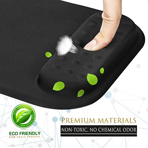 MROCO Ergonomic Mouse Pad with Gel Wrist Support, Comfortable Mousepad with Smooth Wrist Rest Surface and Non-Slip PU Base for Pain Relief, Computer, Laptop, Office & Home, 9.4 x 8.1 in, Black