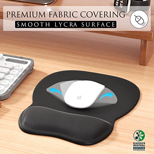 MROCO Ergonomic Mouse Pad with Gel Wrist Support, Comfortable Mousepad with Smooth Wrist Rest Surface and Non-Slip PU Base for Pain Relief, Computer, Laptop, Office & Home, 9.4 x 8.1 in, Black