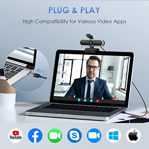 1080P Webcam - USB Webcam with Microphone & Physical Privacy Cover, Noise-Canceling Mic, Auto Light Correction, EMEET C950 Ultra Compact FHD Web Cam w/ 70°View for Meeting/Online Classes/Zoom/YouTube