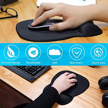 MROCO Ergonomic Mouse Pad with Gel Wrist Support, Comfortable Mousepad with Smooth Wrist Rest Surface and Non-Slip PU Base for Pain Relief, Computer, Laptop, Office & Home, 9.4 x 8.1 in, Black