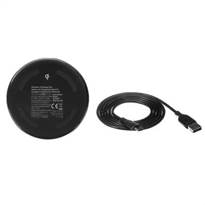 Amazon Basics 15W Qi Certified Wireless Charging Pad (iPhone 15/14/13/12/11/X, Samsung), with USB Cable (No AC Adapter), Black